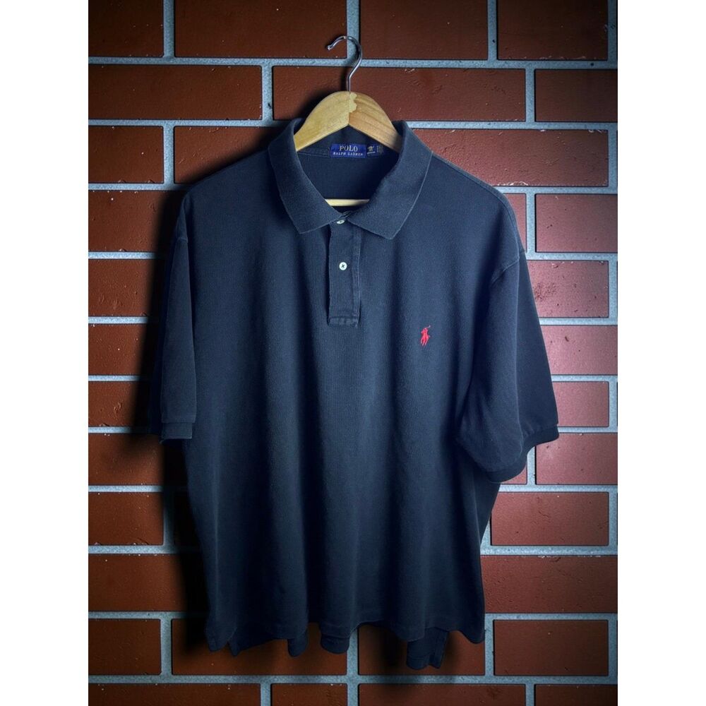 Polo Ralph Lauren Men's 2XB Big & Tall Black Polo Shirt Red Pony